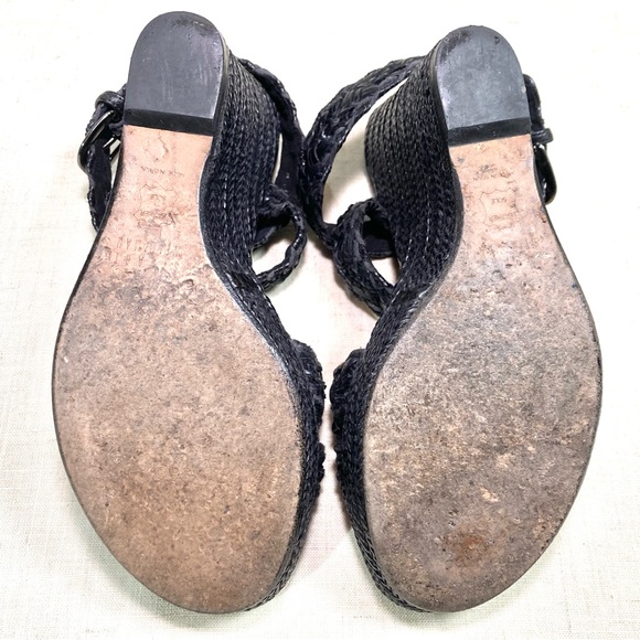 Stuart Weitzman Hoopla wedge in black braided leather platform espadrilles - Picture 8 of 10